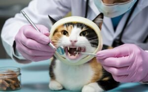 Cleaning the cat teeth and tongue